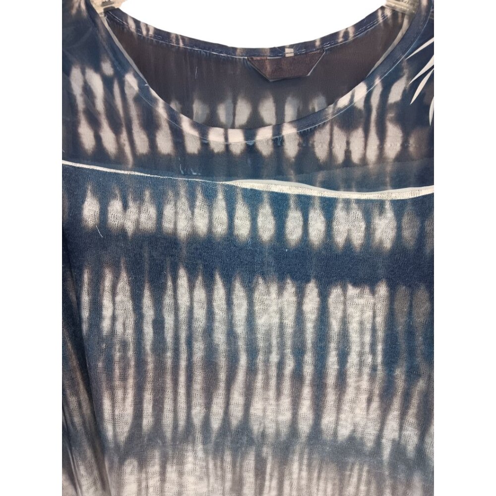 Women's Short Sleeve Tie-Dyed Tunic Top-MEDIUM-Casual Loose Fit-Long- Semi-Sheer - Picture 6 of 10